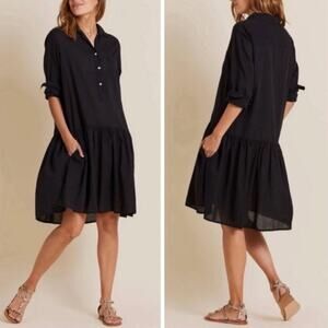 NEW Grayson Frank & Eileen The Changemaker Drop Waist Midi Dress Black Sz 2 or S